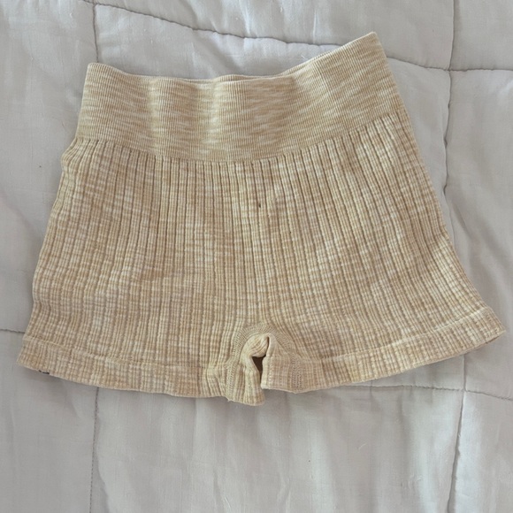 Beige Prozis Ribbed Knit Shorts - Picture 1 of 2